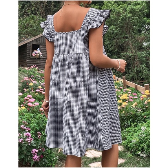 Maternity Plaid Ruffle Sleeve Dress - Picture 4 of 6